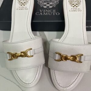 Vince Camuto White and Gold Women's Shoes
